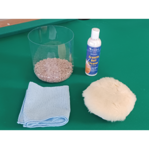 Portable affordable billiard ball cleaning kit